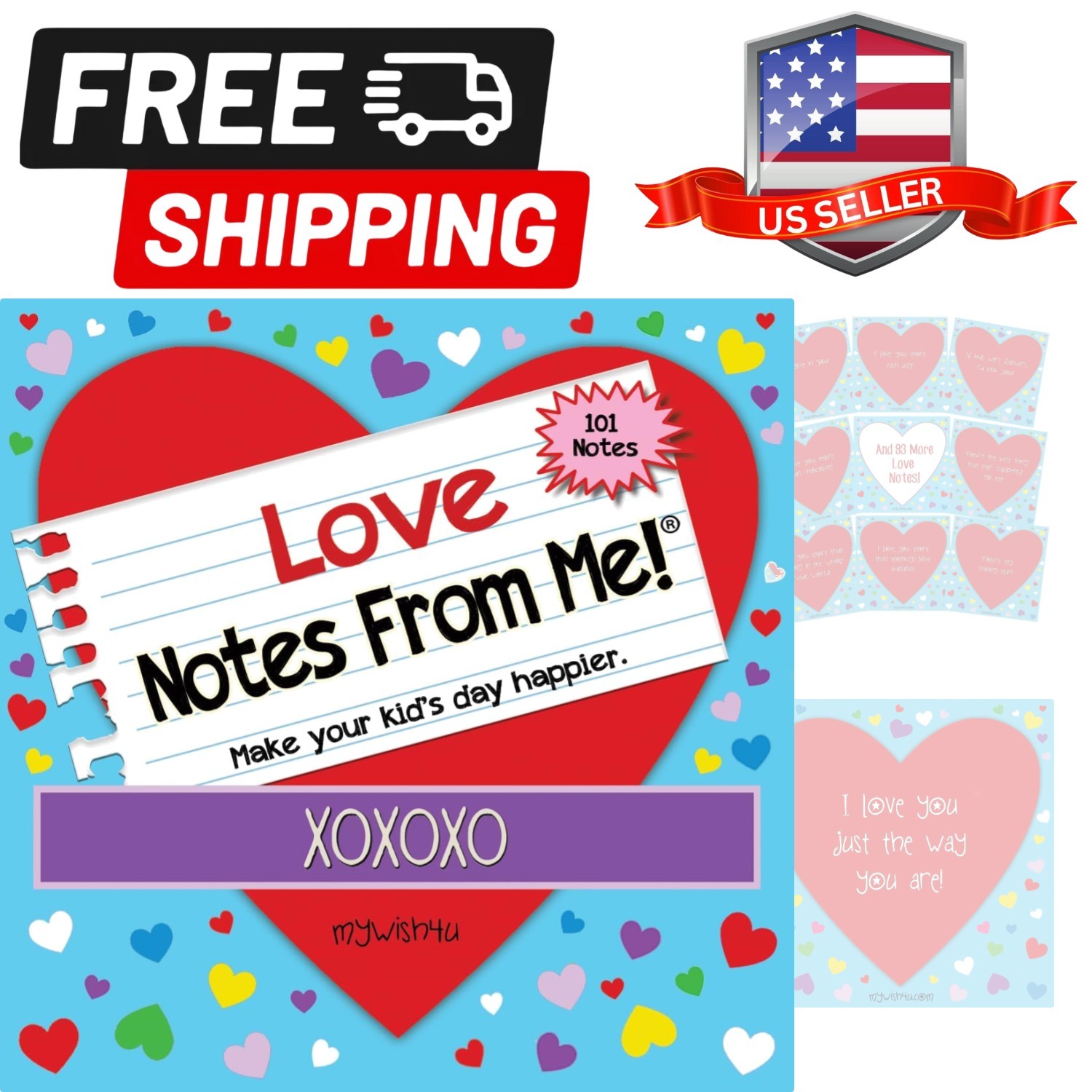 Love 101 Tear-Off Lunch Box Love Notes for Kids, Motivational, Thinking of Yo…