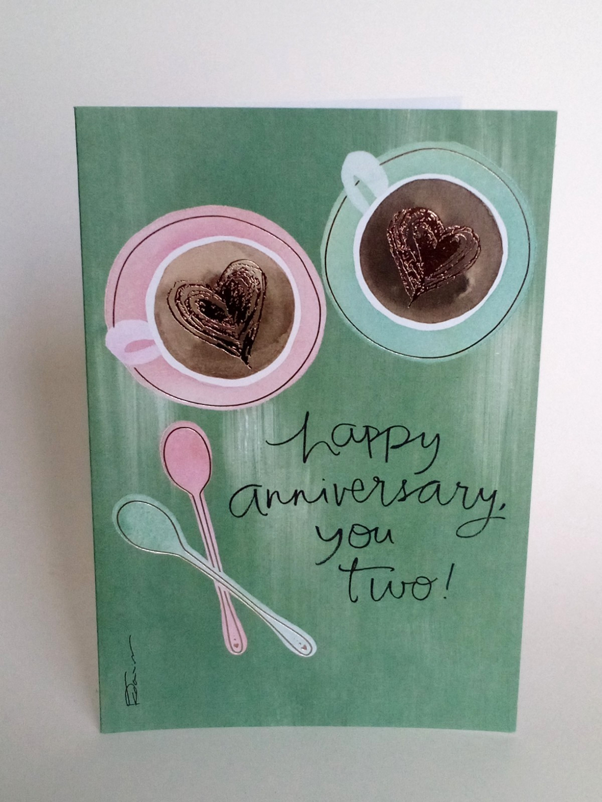 Anniversary Greeting Card, Happy Anniversary You Two, Marriage, Dating, Coffee