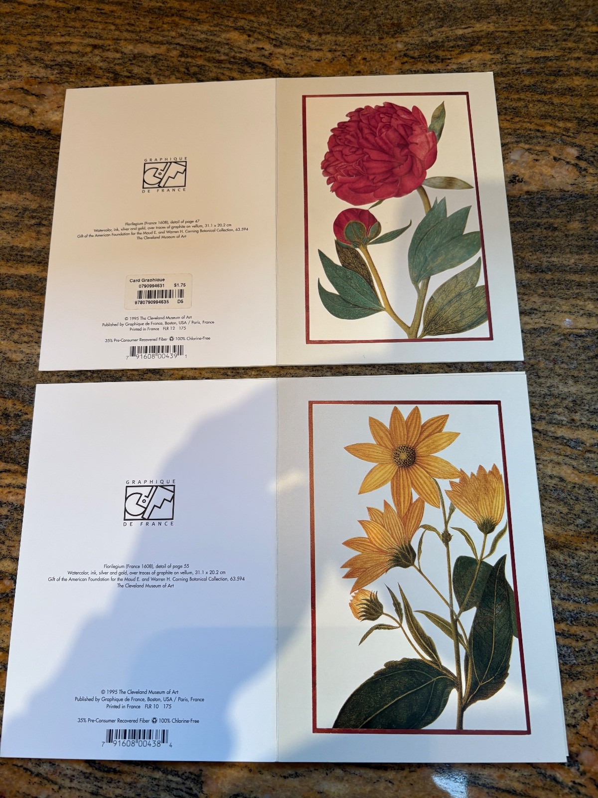 GREETING CARDS – 4 Cards with Envelopes – Flowers – FLORILEGIUM
