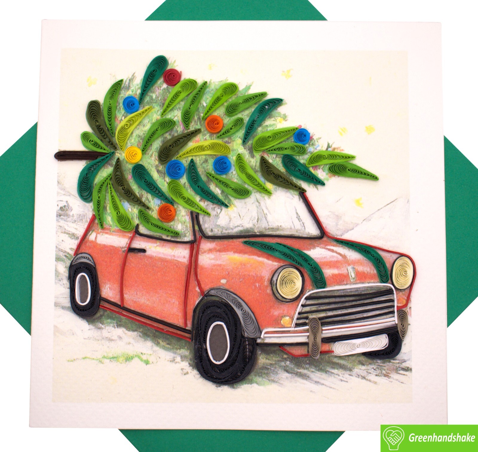Car with Christmas Tree Quilling Greeting Card – GREENHANDSHAKE