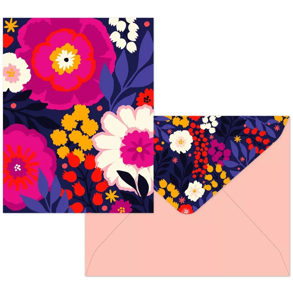 16ct Assorted Blank Note Cards Bright Bloom, Floral, Envelopes