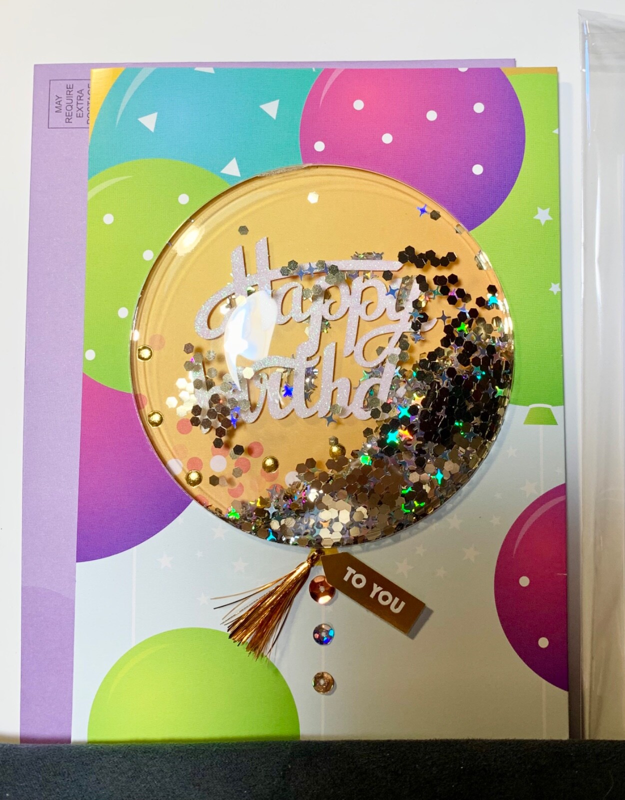 Happy Birthday Card 3D Confetti Shaker Balloon Designer Card by Burgoyne