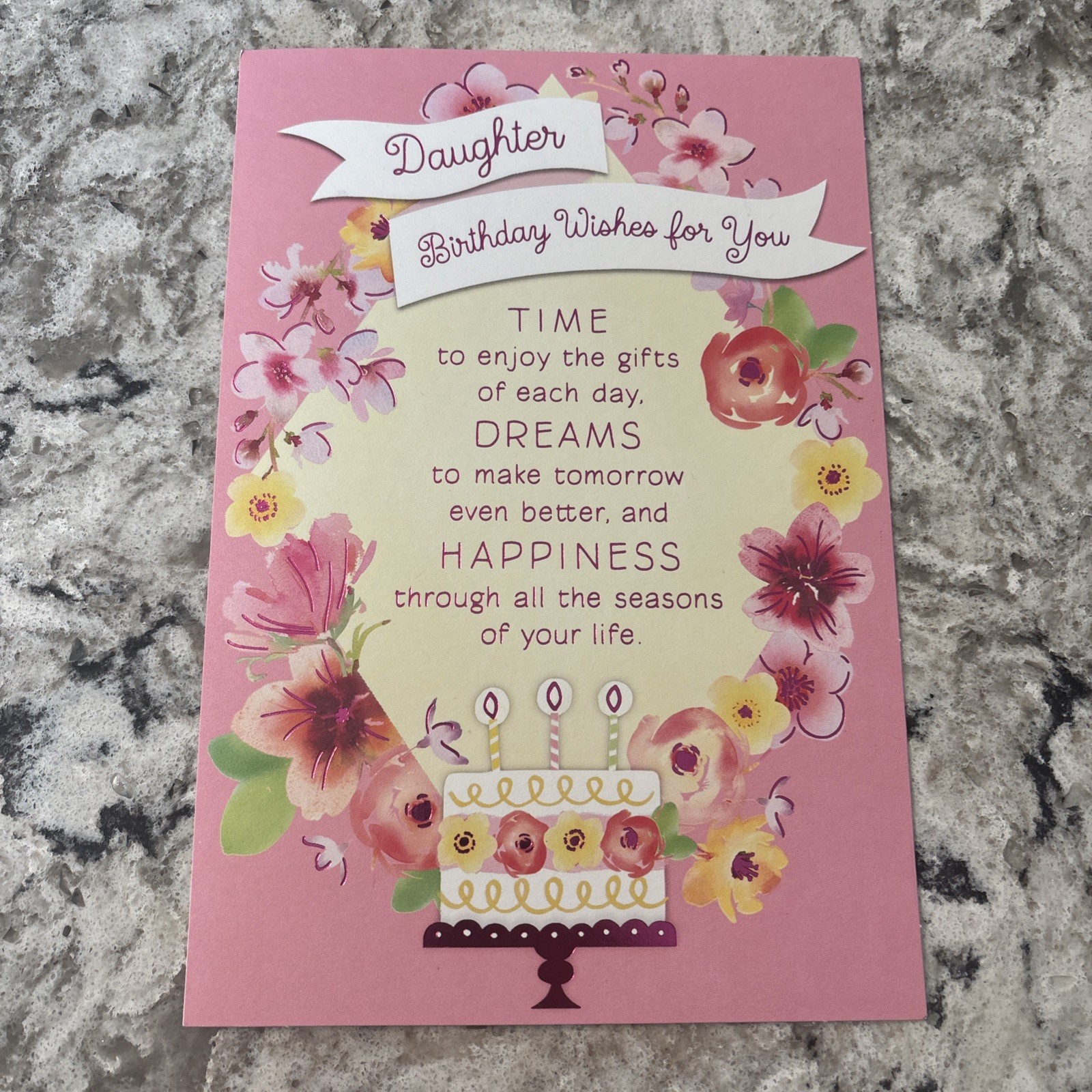 Happy Birthday Daughter Wishes For You 5” X 7” Hallmark Heartline Greeting Card
