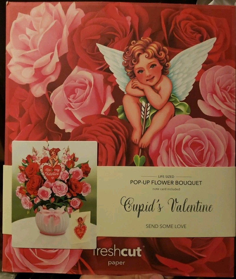 Freshcut Paper CUPID’S VALENTINE Life Sized Pop-Up Flower Bouquet W/Notecard