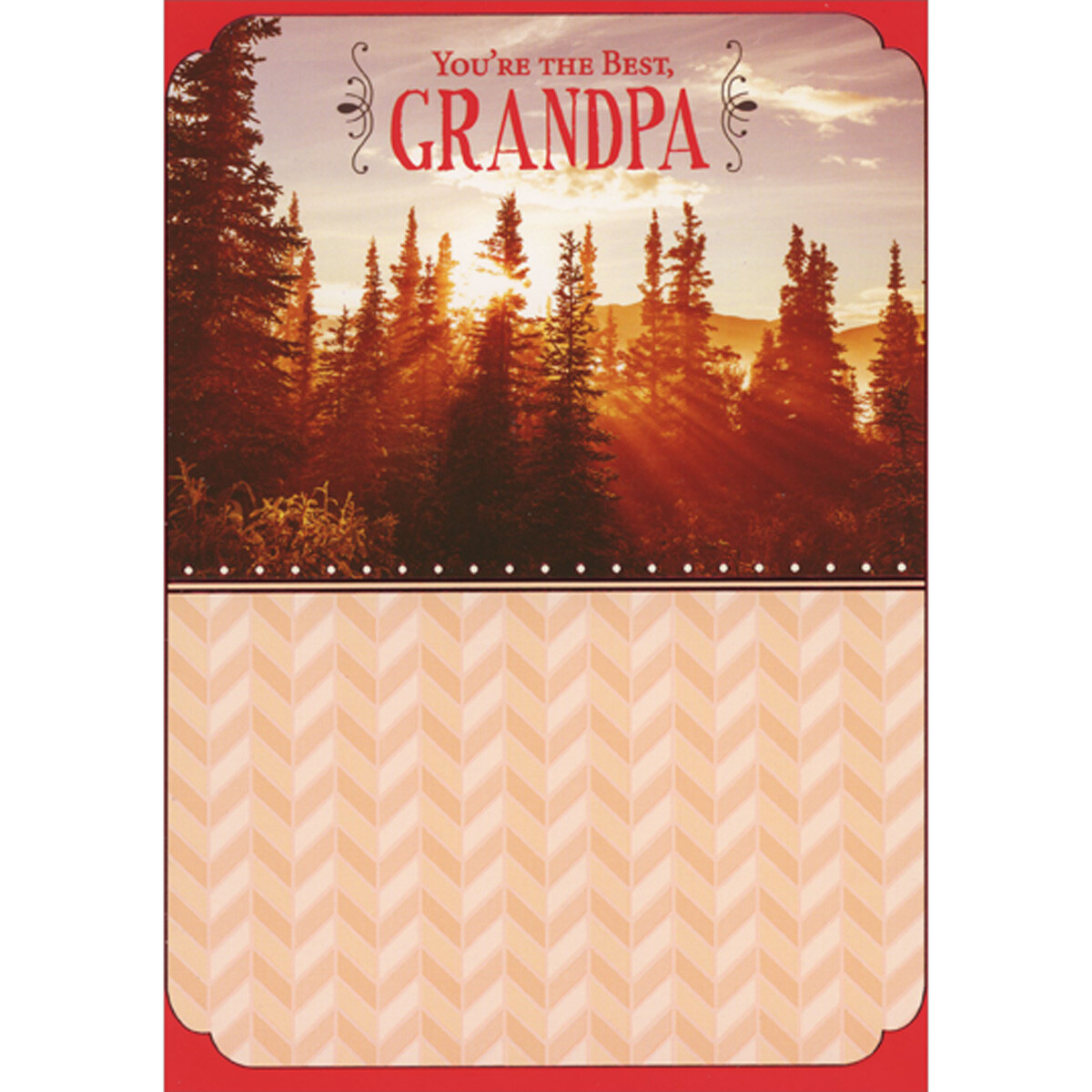 Sunbeam Shining Through Forest Chevron Pattern Valentine’s Day Card for Grandpa