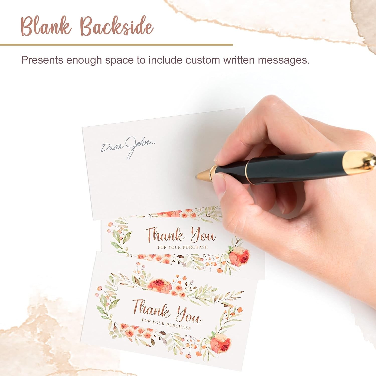 100 Pack Thank You For Your Order Cards Floral Business Insert Cards 2×3.5 Inch