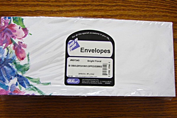 50 Pink Blue Bright Floral Envelopes White Legal Size PRINTABLE Made in USA New