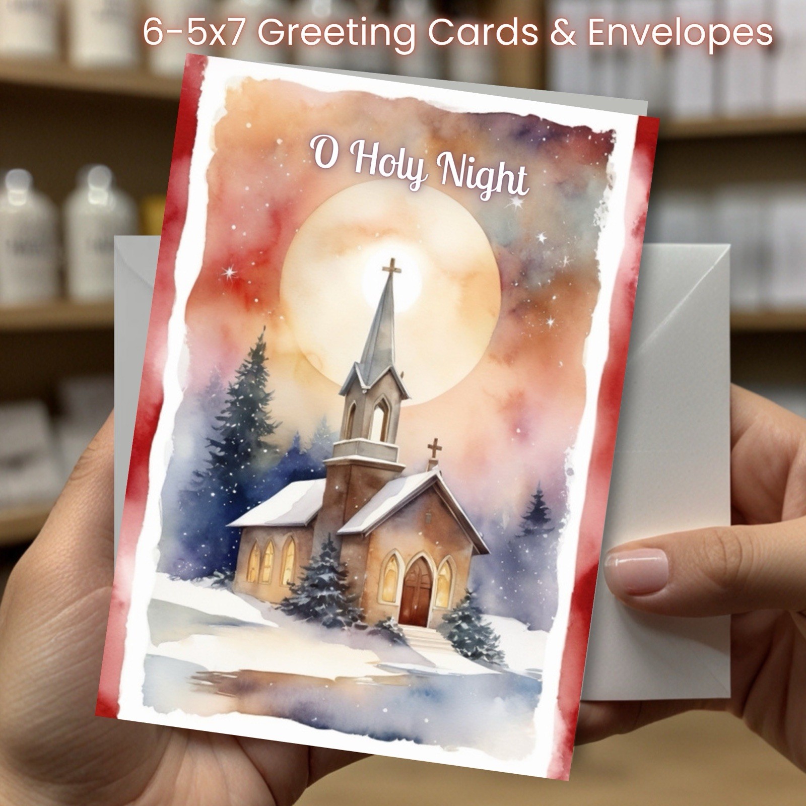 Christmas Greeting Cards w/ Envelope – Set of 6 -5×7 Cards & Envelopes L#036