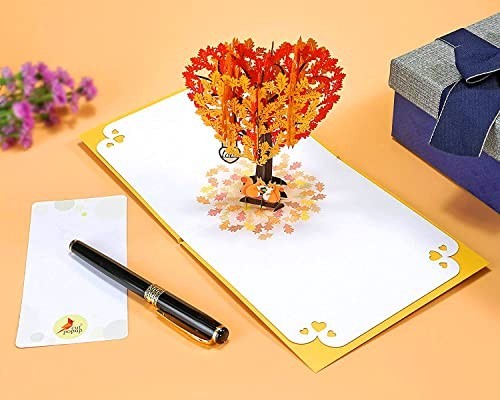 3D Pop Up Anniversary Card 6x6in Squirrel Couple Heart Tree Love Greeting for