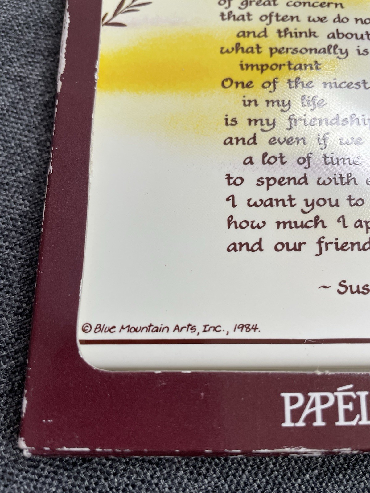 Papel Ceramic Forever Card “Our Friendship” Blue Mountain Arts Japan Vintage EUC