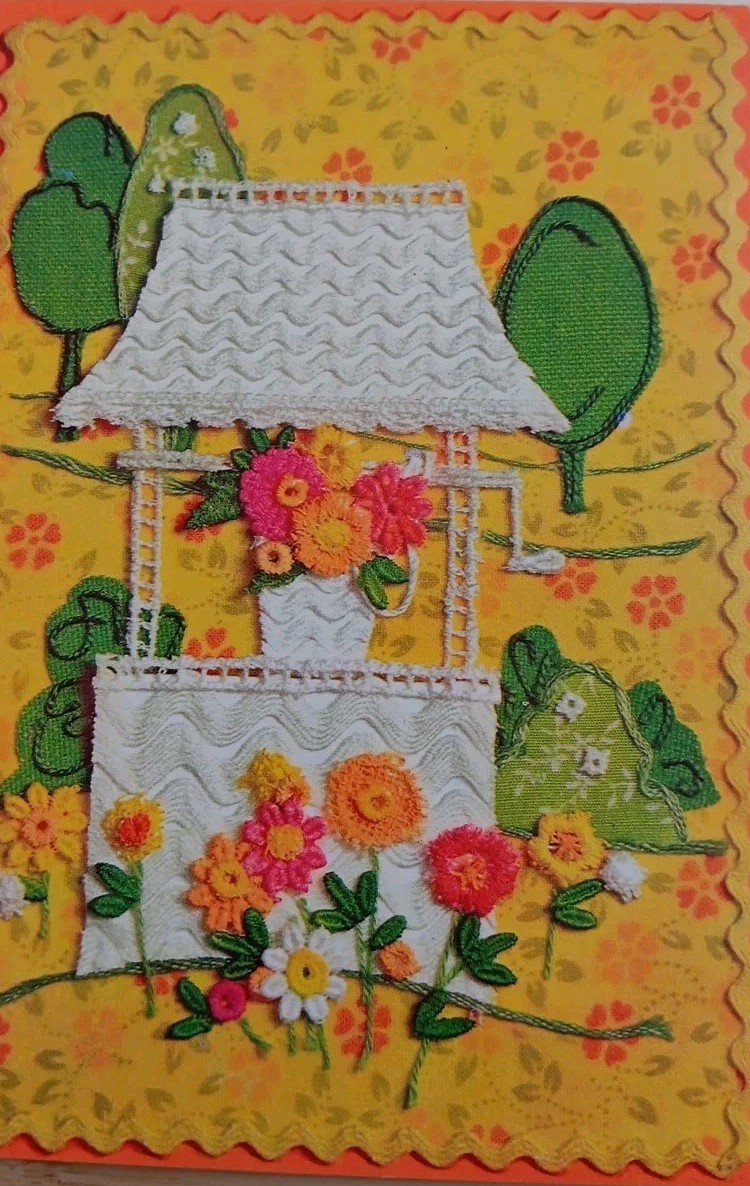 Unused Vintage Greeting Card & Env Colorful Calicos Get Well “Wishing You Well”