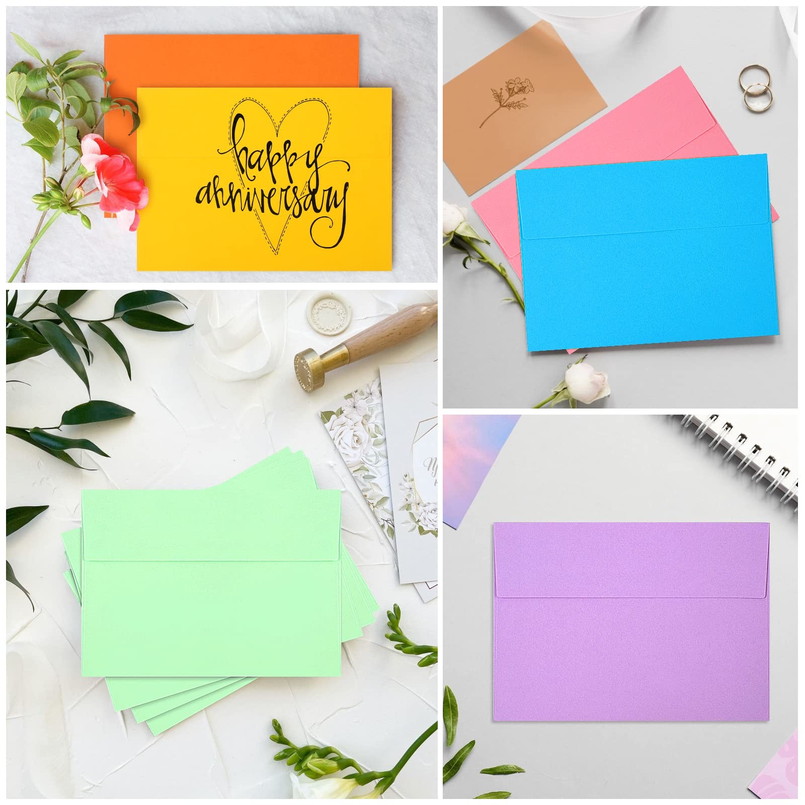 50 Pack Colored Envelope, 5×7 Envelopes, A7 Envelopes for Invitations, Printa…