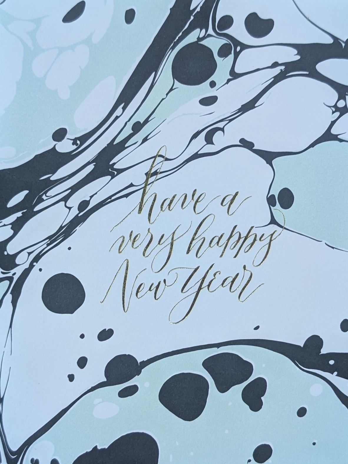 Antiquaria Marble New Year Blank Card, 4.25″ x 5.5″