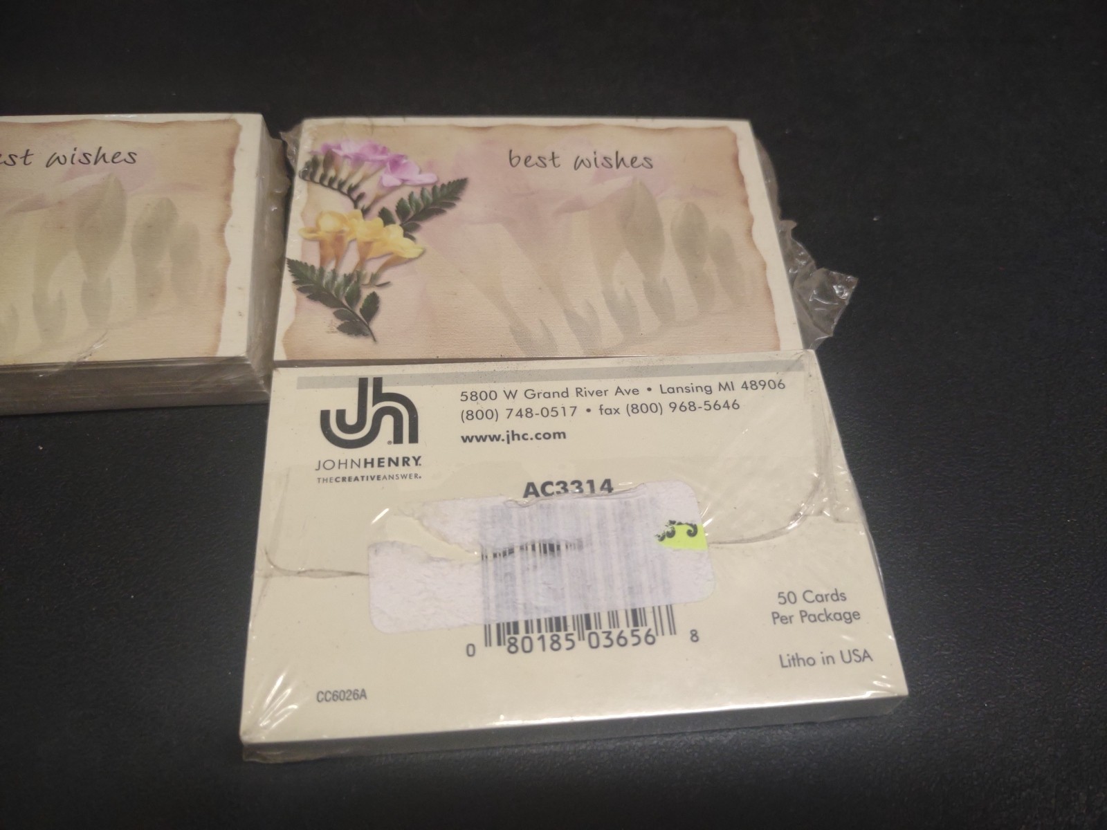50 Vintage Floral Enclosure Cards “Best Wishes” Card w Lavender & Golden Freesia