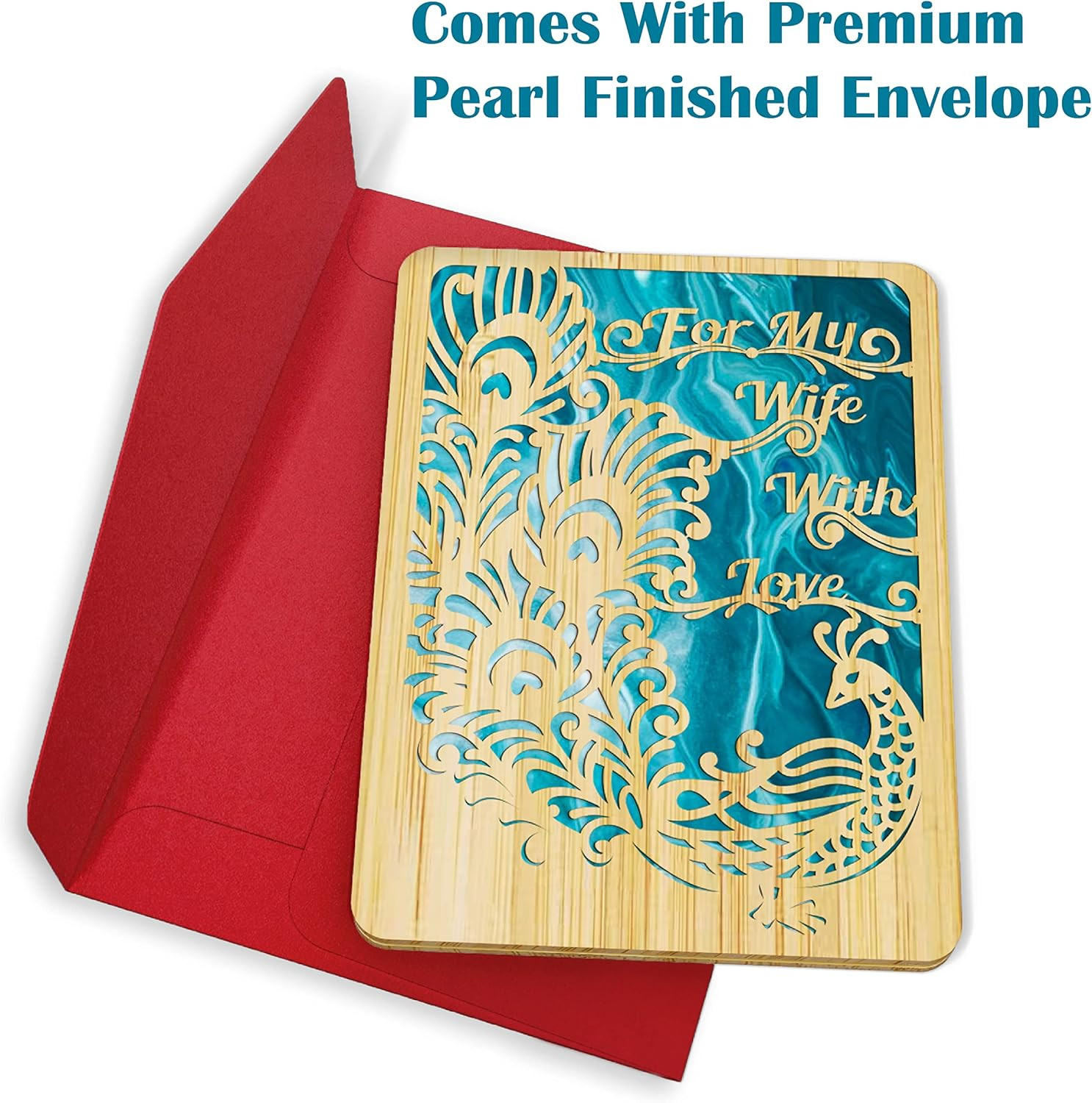 Happy Birthday Card for Wife – | Made from Real Bamboo | 5″ X 7″ – 1 Pack | Lase