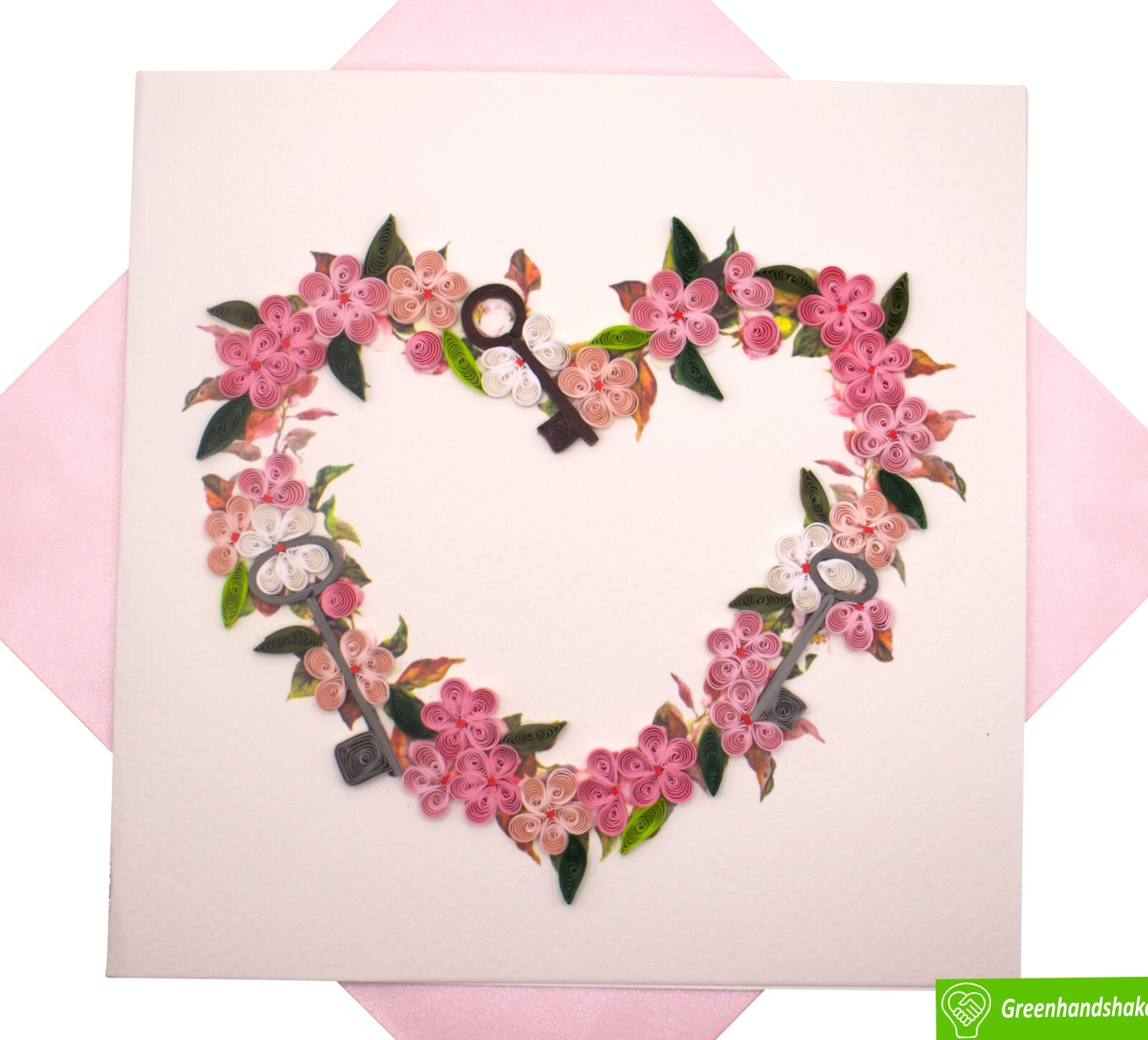 Floral Heart Lock Quilling Greeting Card – Unique Dedicated Handmade Art