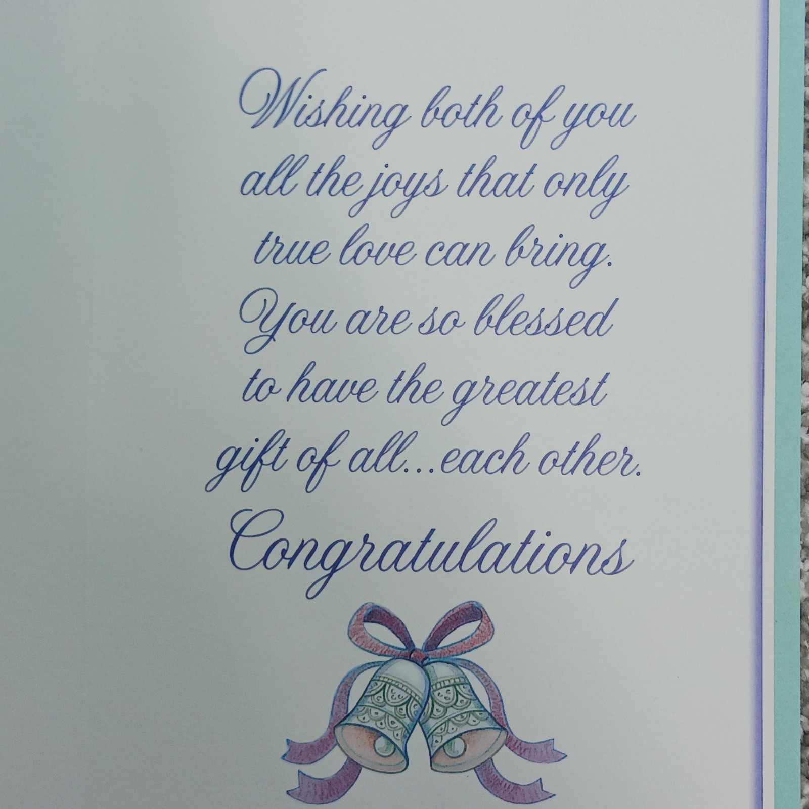 Elegant Craft Engagement Greeting Card Blue Floral Contemporary Envelope USA