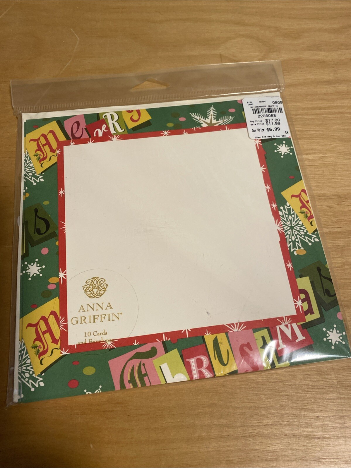 Anna Griffin® Vintage Square Christmas Cards Envelope Merry Christmas Stationary