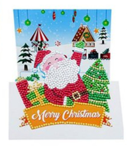 Set of 4 Pop-up Hand Beaded Christmas Greeting Cards