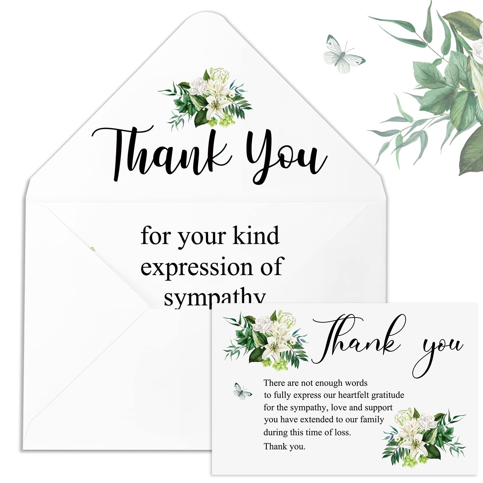 50 Pack Thank You Sympathy Cards Funeral Thank You Cards with Envelopes and M…