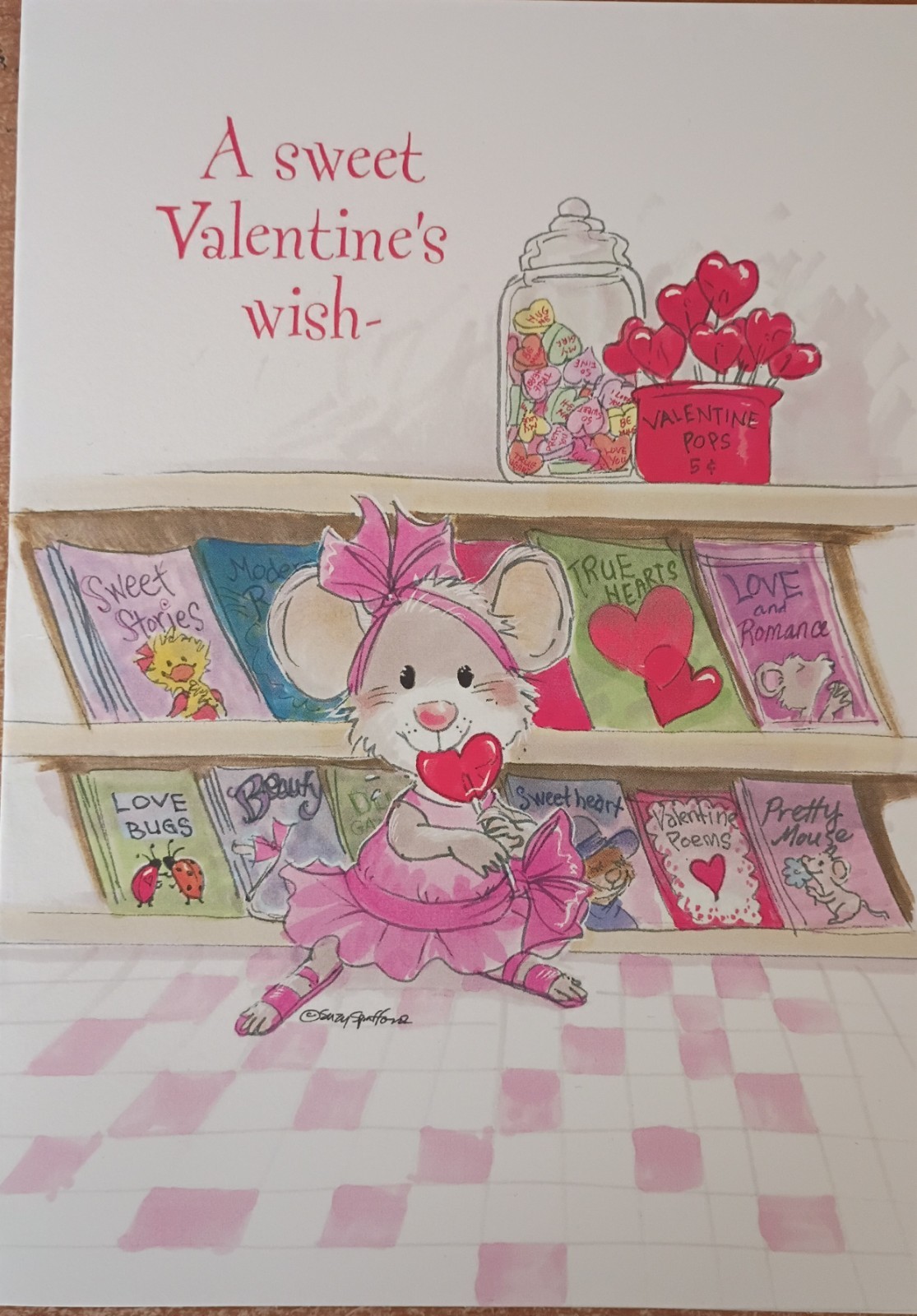 SUZY ZOO “A SWEET VALENTINE’S WISH CARD W/ENVELOPE