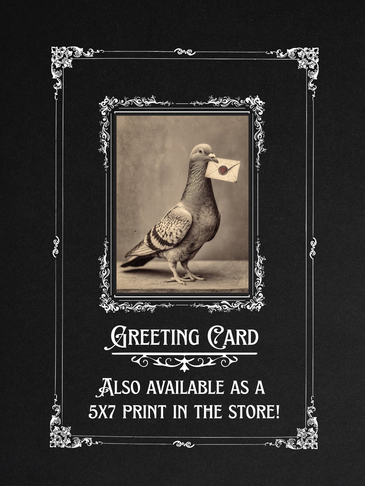 Victorian Pigeon Love Letter Gothic Animal Greeting Card
