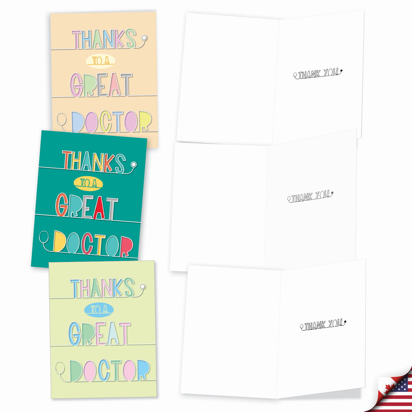20 Asst’d Thank You Card Set 4×5.12″ w/ Envelope (10 Designs) Doctor Gratitude