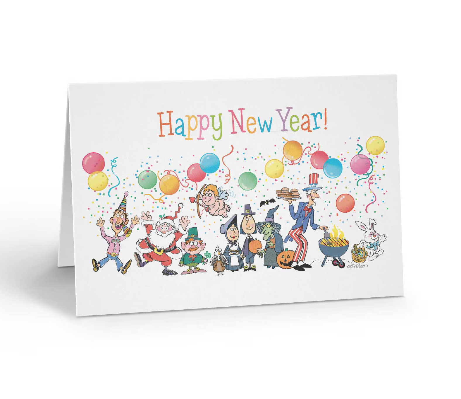 Happy New Year Card – Funny New Year’s Card – 12 Cards & Envelopes – 20504
