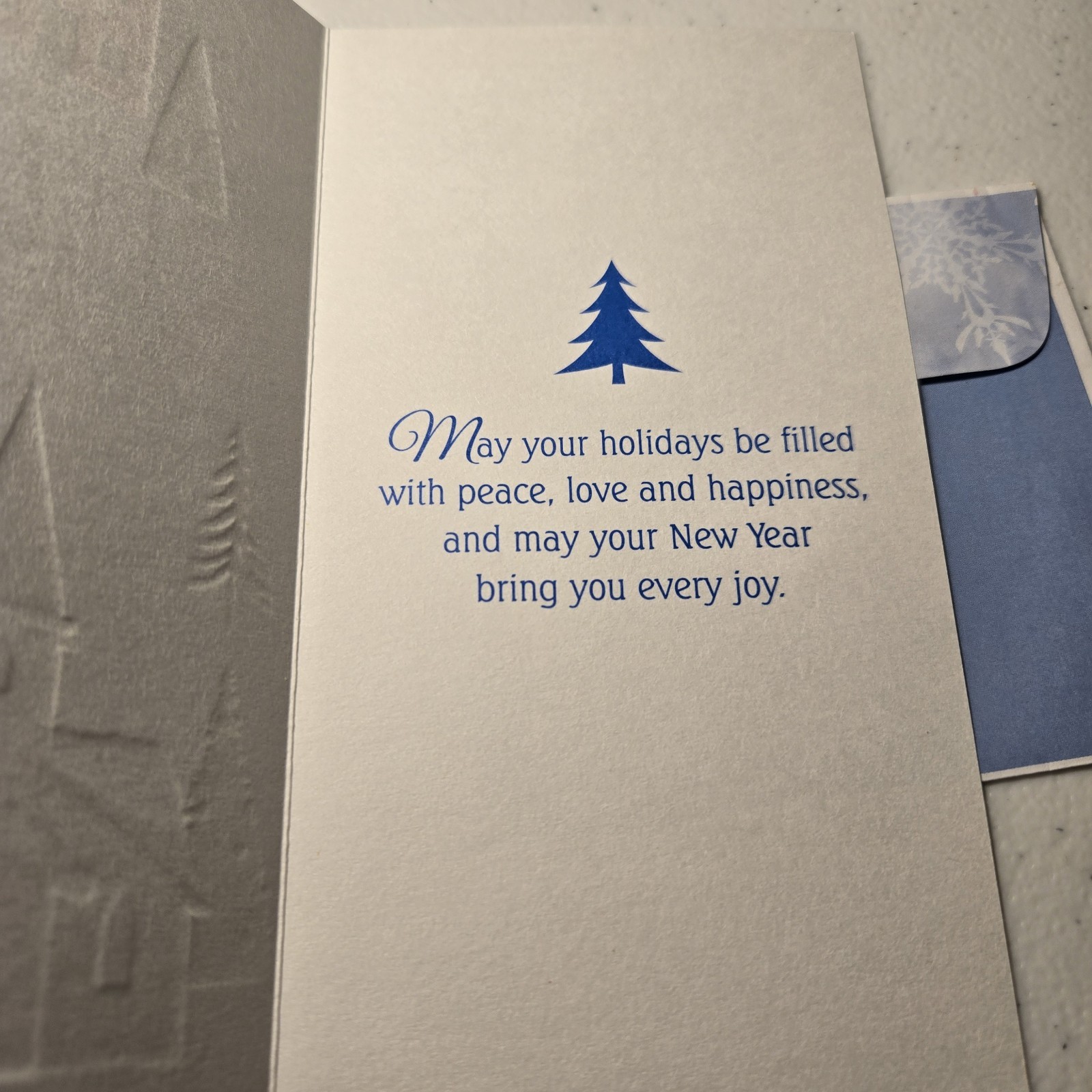 Peace And Joy Christmas Card Snowy Village Church Scene With Envelope
