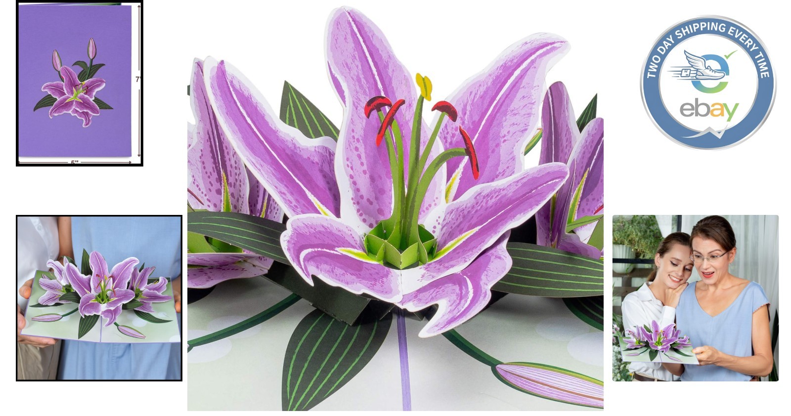 Exquisite 3D Purple Lilies Pop-Up Card for Valentine’s Day & All Occasions