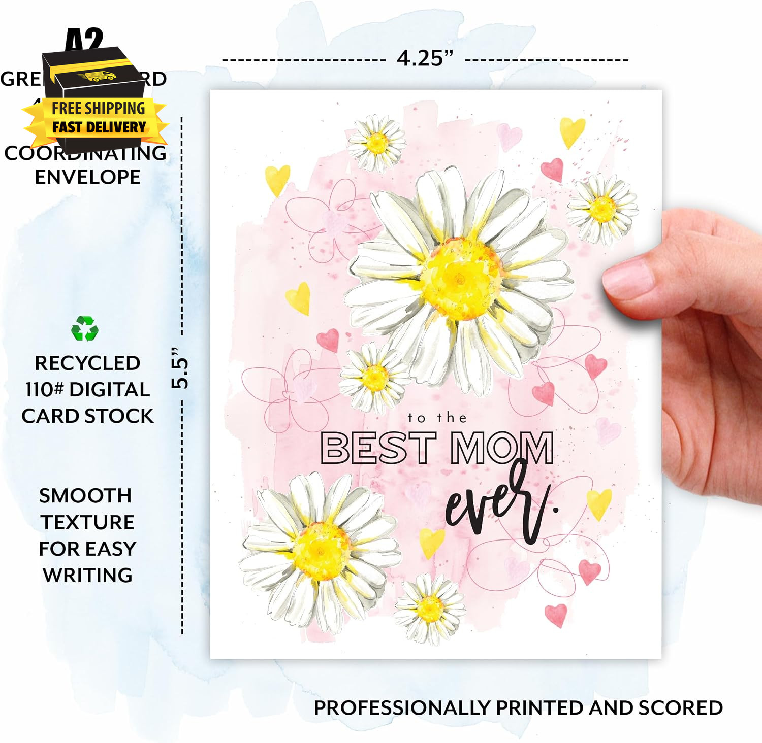 Unique Gifts Birthday Card to Mom, Floral Daisy Gratitude Card Appreciation for