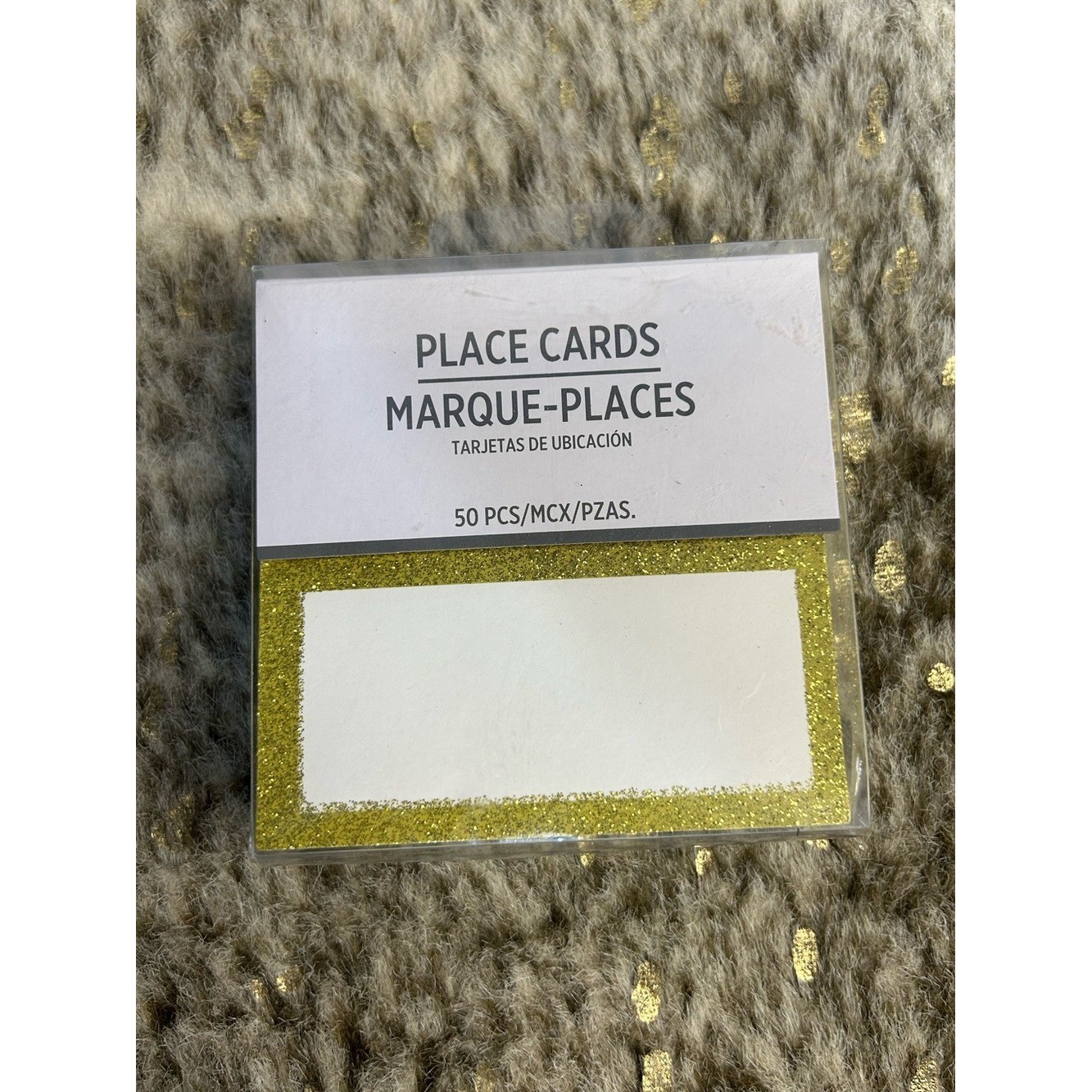 Gold Glitter Place Cards- Set of 50- New