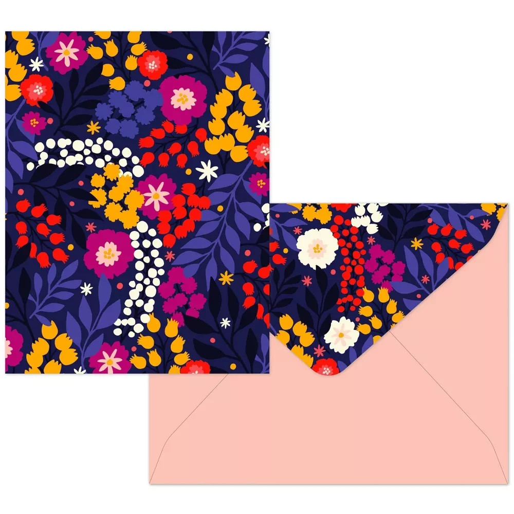 16ct Assorted Blank Note Cards Bright Bloom, Floral, Envelopes
