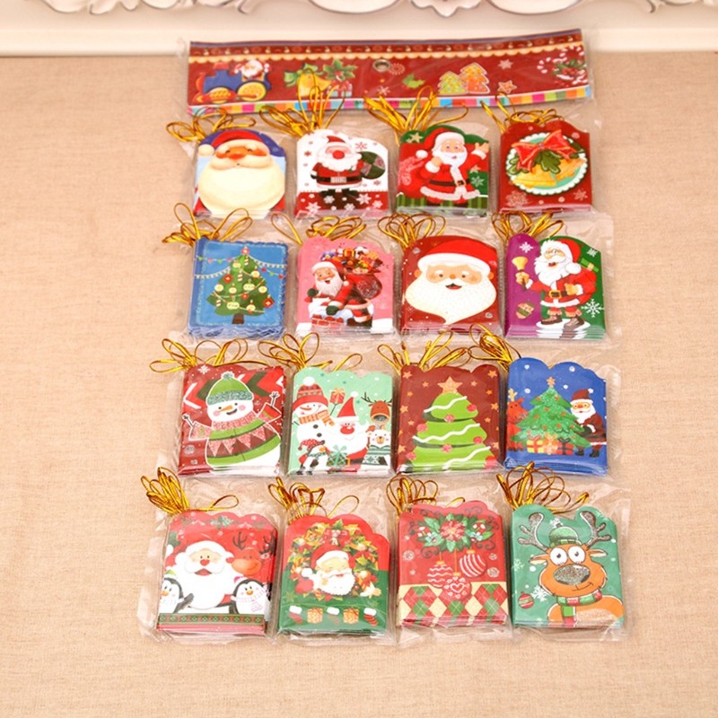 1 Set Mini Christmas Greeting Cards Hanging Card for Christmas Tree Present