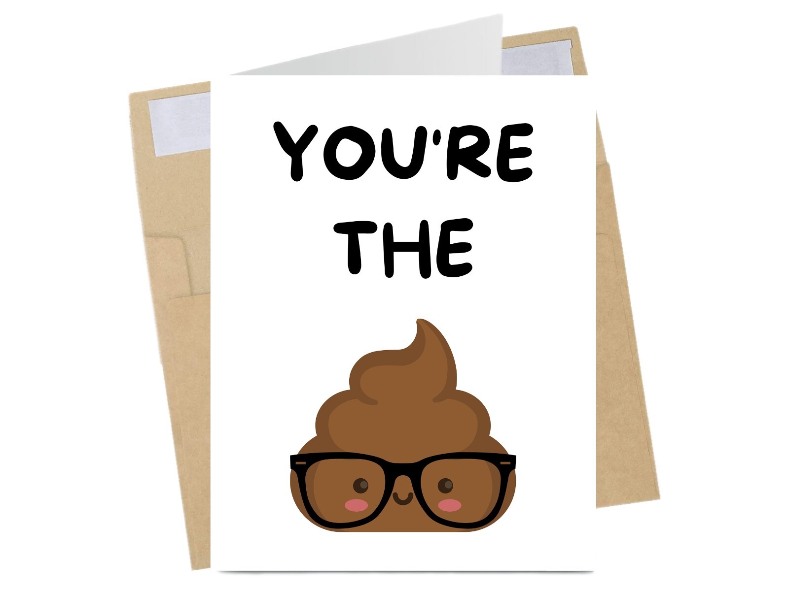 Goofy Poop Thank You Card Funny Nerdy Greeting for Friends and Family