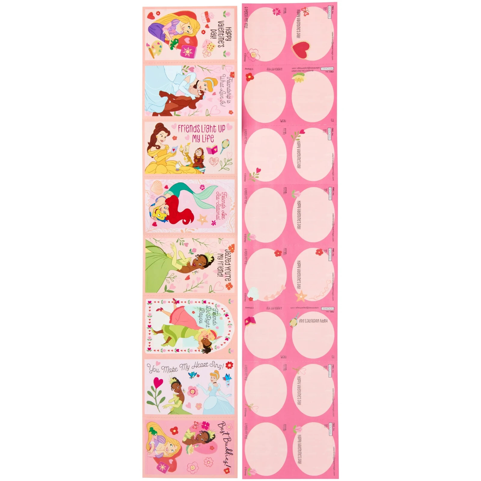 16x Disney Princess Valentine Exchange Cards w/ Pencils Multi-Colored