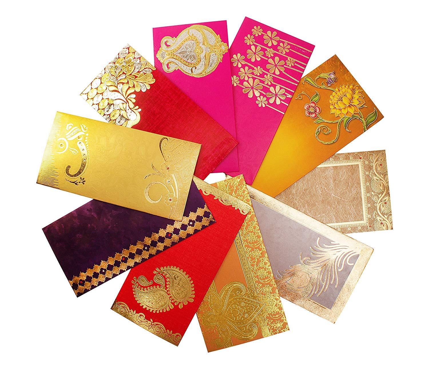 AVADOR Shagun Gift Envelope (Pack of 20)Assorted Color Designs Money Holder Card