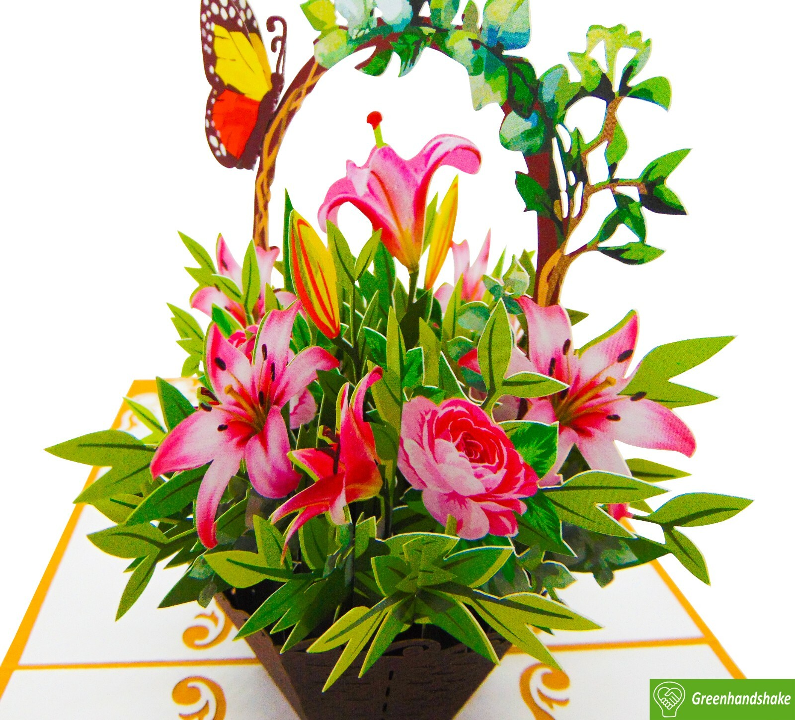 Flower bouquet with butterfly, 3D Popup Greeting Cards for all occasion