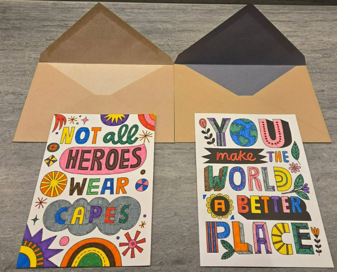 2 Hallmark x Crayola – Colorful Hand Colored – “THANKS FOR ALL YOU DO” Msg Cards