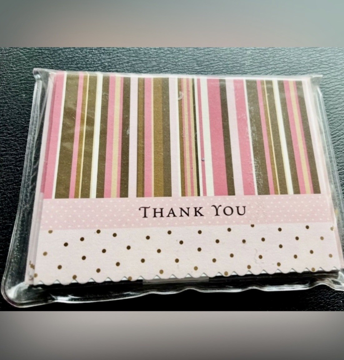 NEW/SEALED THANK YOU NOTE CARDS – BLANK INSIDE (PINK, WHITE AND BROWN DESIGN)