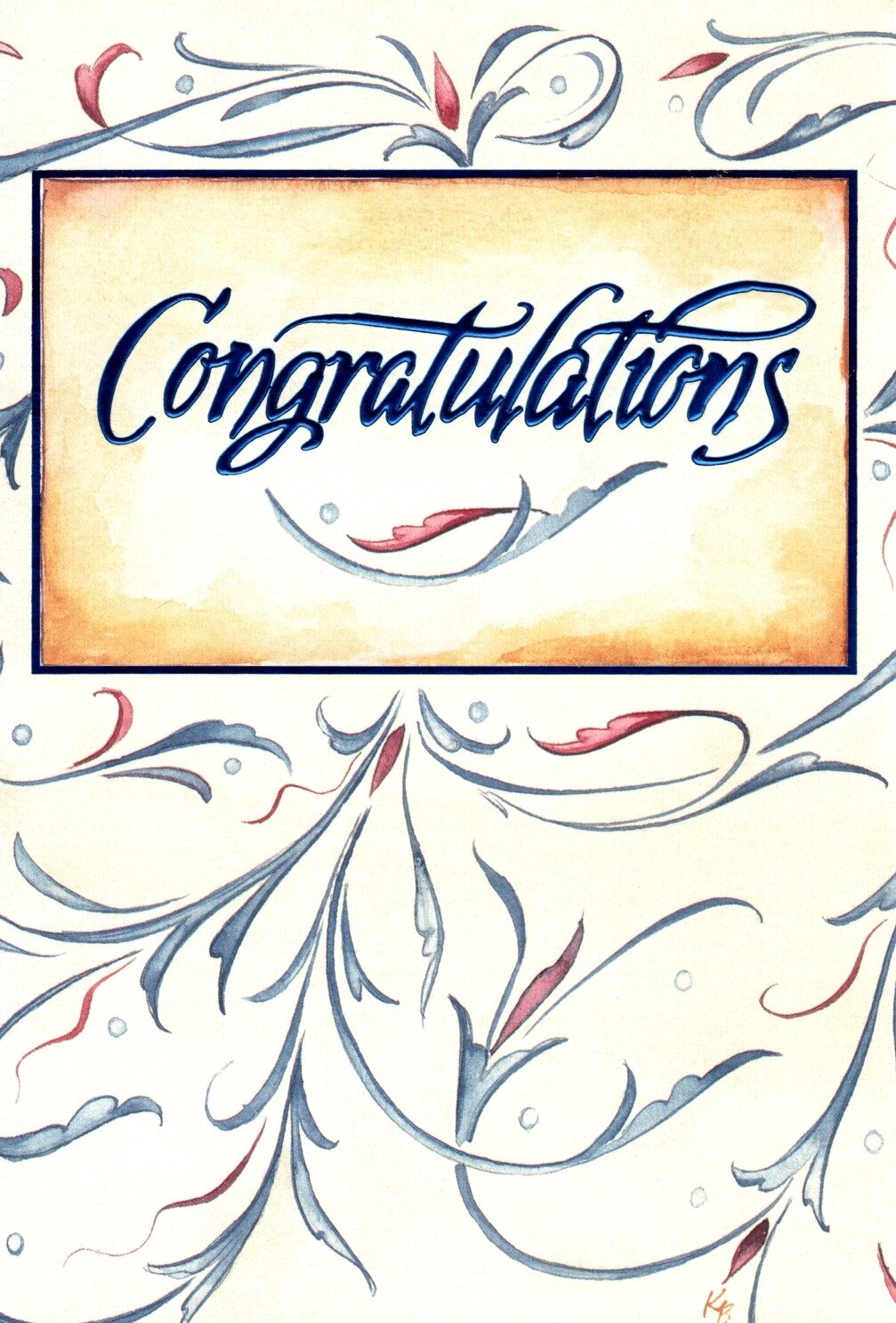 Classic Congratulations & Best Wishes Scroll Floral Greeting Card