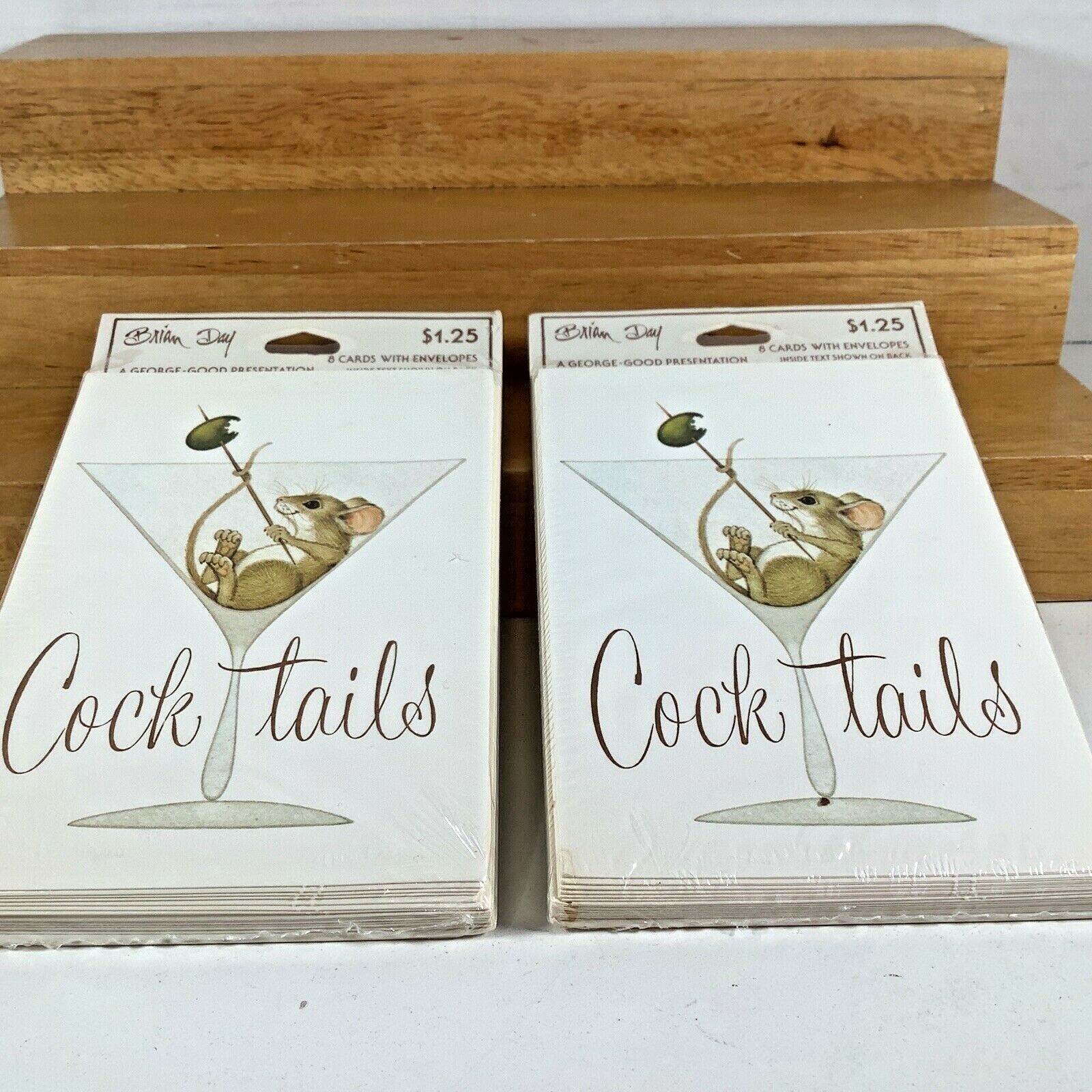 2x NOS SEALED 1980’s Vintage COCKTAILS Party Invitations – 8 Pack With Envelopes