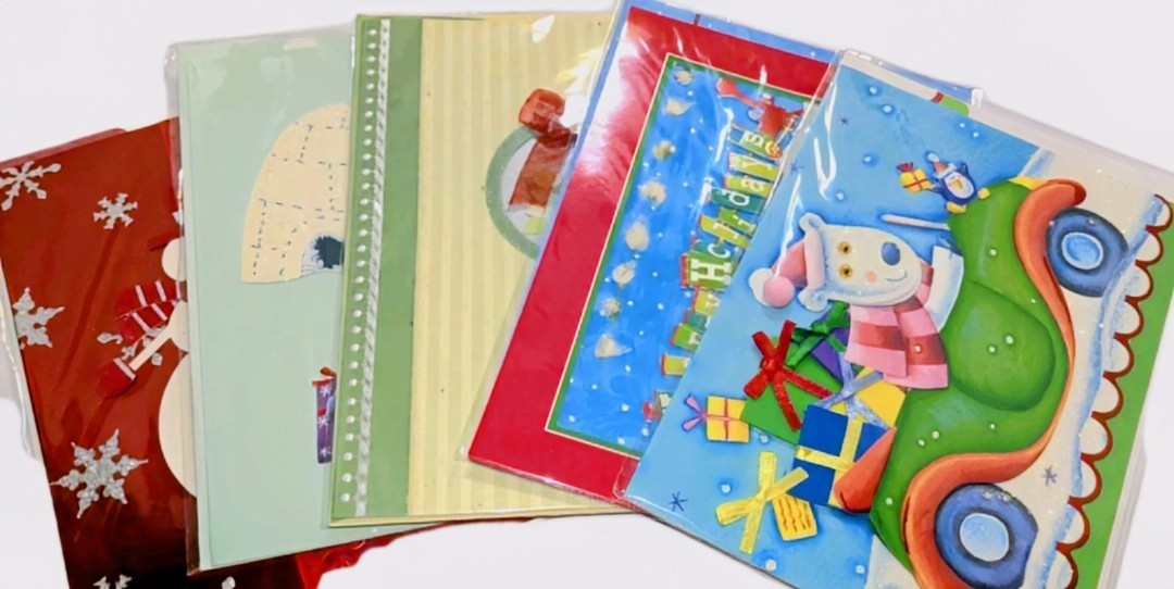 3D Christmas Cards x5 Handcrafted Costco & Matching Envelopes Embellished Sealed