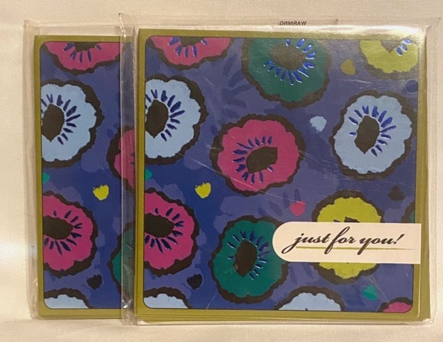 2 New Packs Just For You Peonies Square Blank Notecards 6 Cards & Envelopes