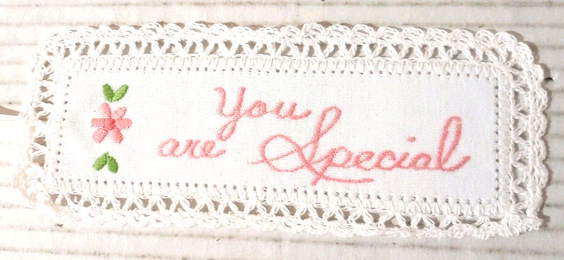 You Are Special Pink Floral Embroidered Cloth Bookmark