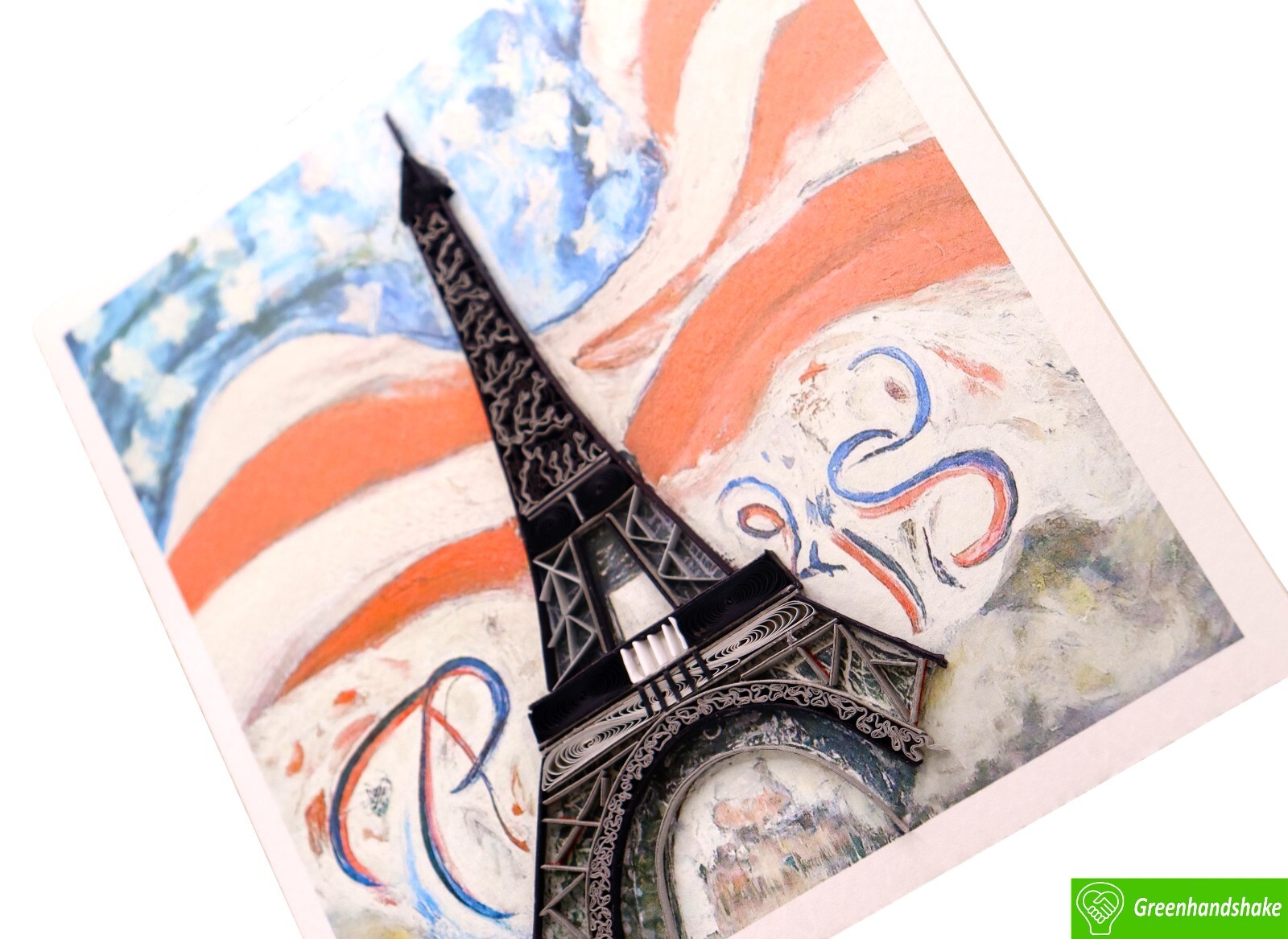 Stars & Stripes in Paris Quilling Greeting Card – Unique Dedicated Handmade Art