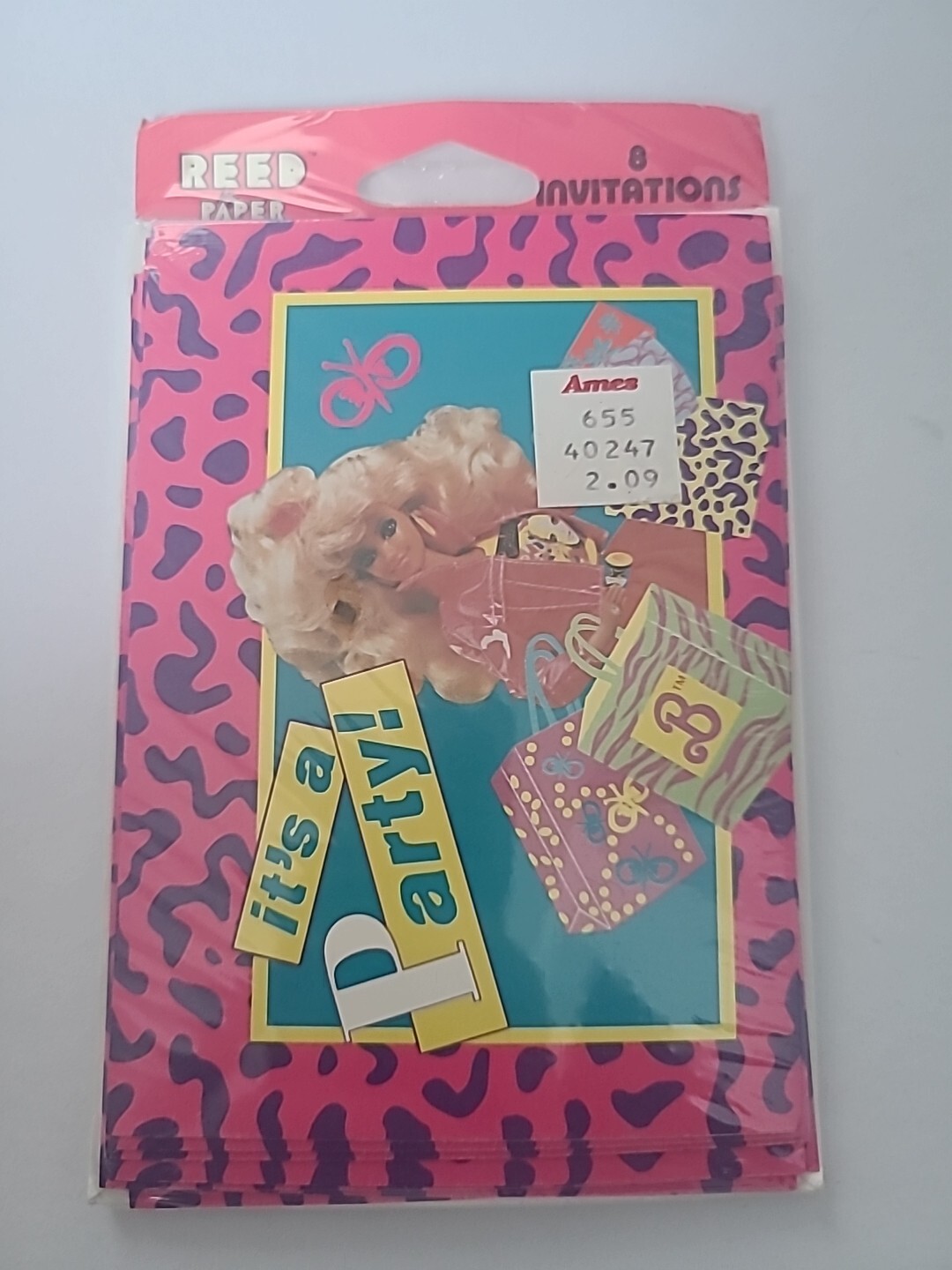BARBIE VINTAGE Animal Print INVITATIONS (8) ~ Birthday Party Supplies Invites B1
