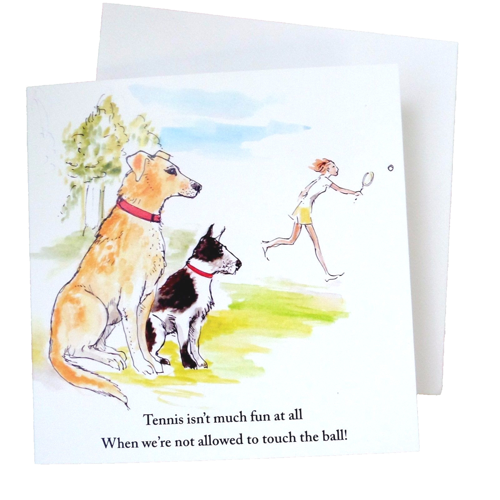CARD FUNNY DOGS TENNIS DAD MUM PET LOVER BIRTHDAY LIZZIE HUXTABLE POEM & PAINT