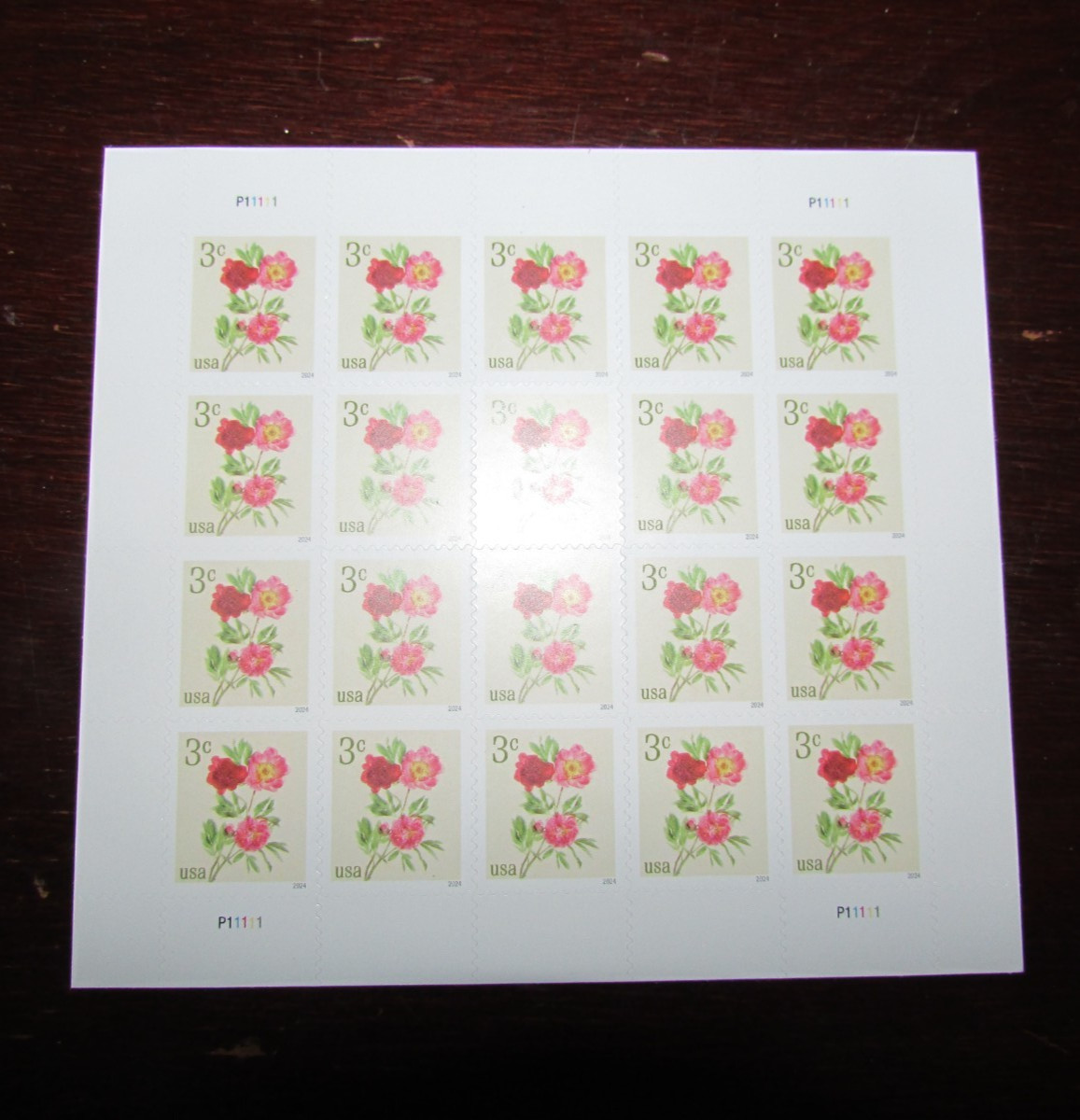 1 Sheet 20 US Postage Stamps 20 PCS-Never Used Flower Floral Stamps 2024 3cent