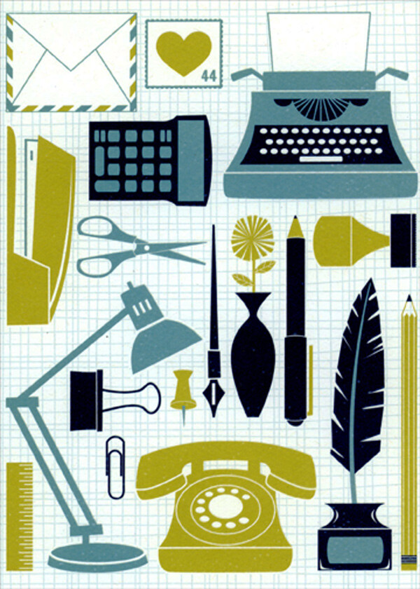 Blue and Yellow Office Equipment Administrative Professional’s Day Card